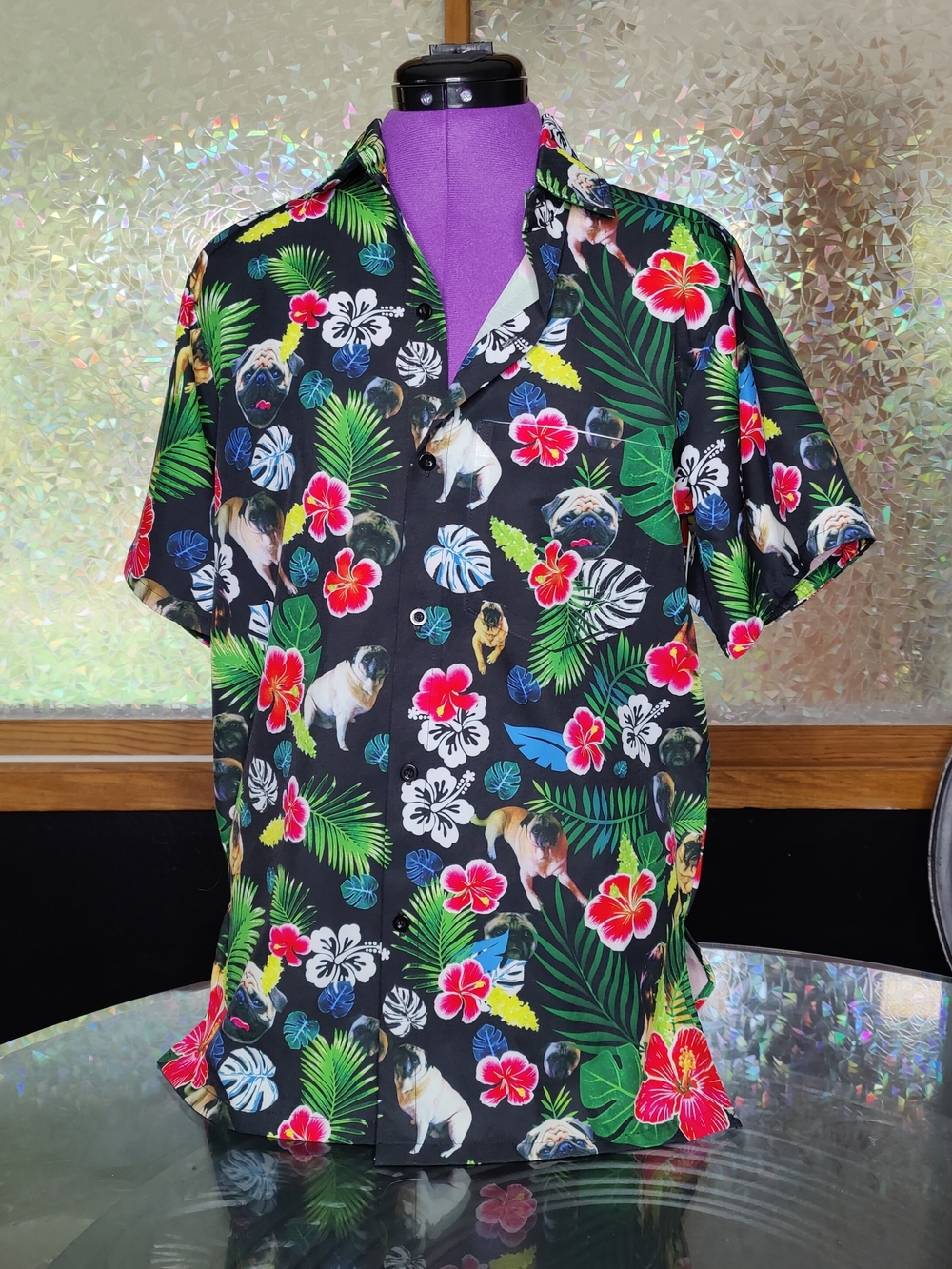 Men's Black Tropical Floral Short-Sleeve Shirt